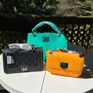 Badgley Mischka Bag Bundle All New with tags Retail $487 Yellow Turquoise Black